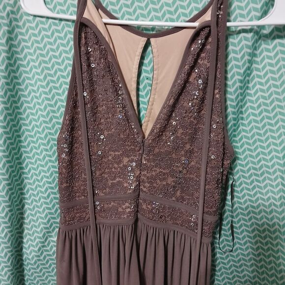 Night Way Collections Brown Sequin A-Line Skirt - Picture 3 of 4